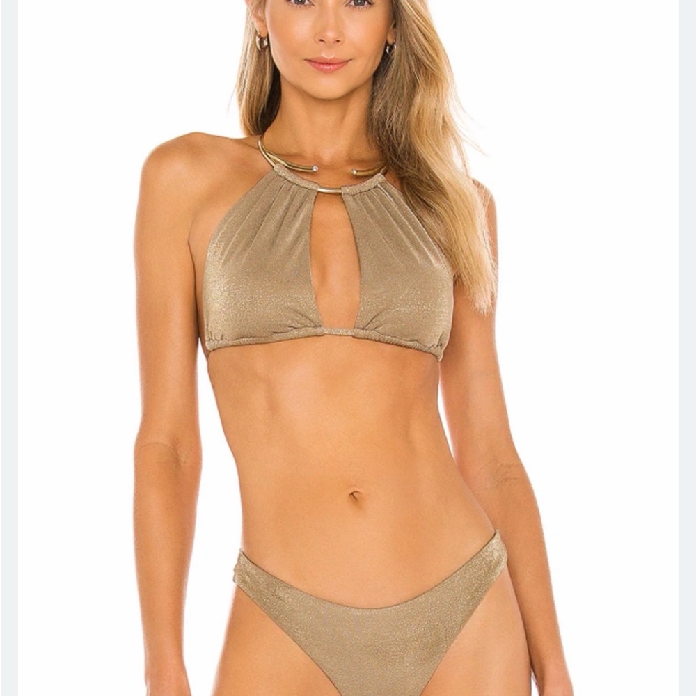 Beach Bunny Madison Metallic Gold Bikini S/M XS